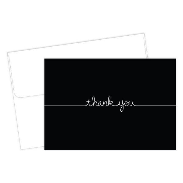 Great Papers! Grace Thank You Note Card and Envelope, 4.875" x 3.375" (folded), Black with White Script (2015072)