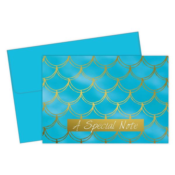 Great Papers! Mermaid Gold Foil Thank You Note Card & Envelopes, 4.875" x 3.375", 50 count (2020033), Blue