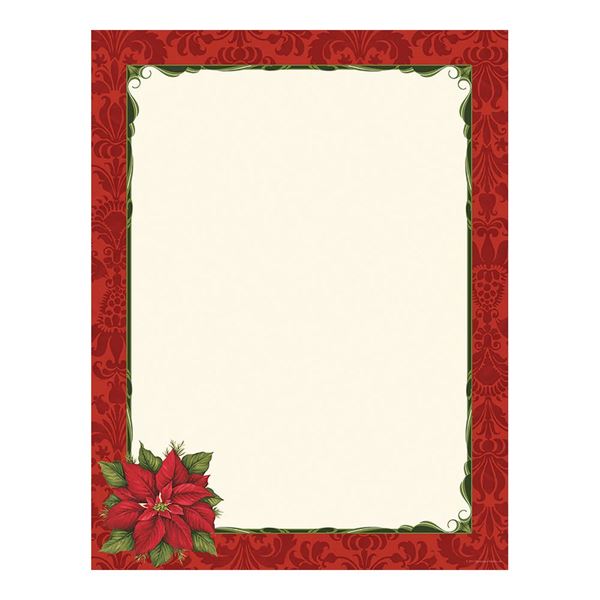 Great Papers! Poinsettia Damask Letterhead, 80 count, 11" x 8.5" (2011870)