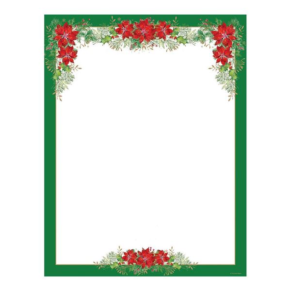 Great Papers! Holiday Stationery Letterhead, Poinsettia Valance, 8.5" x 11", 80 count  (2013243)