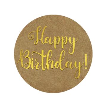 Great Papers! Gold Foil Happy Birthday on Kraft Sticker Seal Roll, 1.5" diameter, 250 count (2020155)