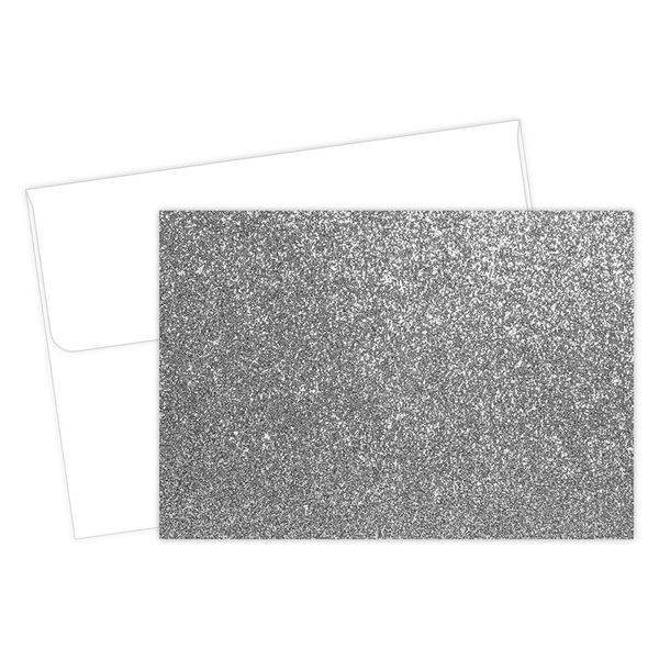 Great Papers!® Silver Glitter Note Cards & Envelopes, 4.875" x 3.375", 15 count (2020023)