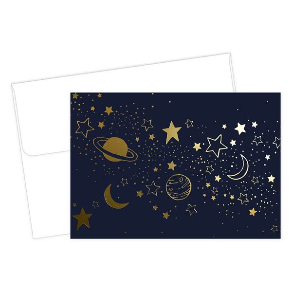 Great Papers!® Cosmic Night Gold Foil Note Card & Envelopes, 4.875" x 3.375", 50 count (2020031)