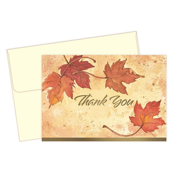 Great Papers! Fall Leaves, Folded, Thank You Note Card, Gold Foil Accent and Script, 50 count, 4.875" x 3.375" (2017002)