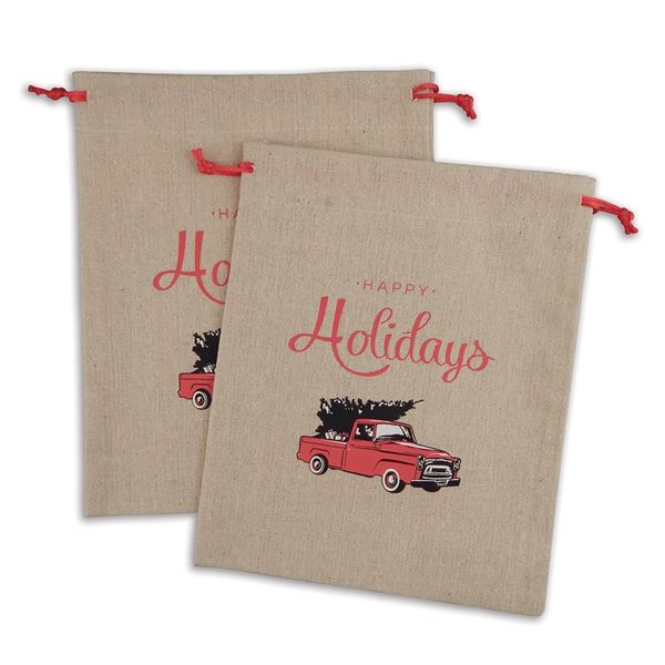 Great Papers! Holiday Delivery Reusable Linen Gift/Shopping Bag, 2-Pack (2020137)