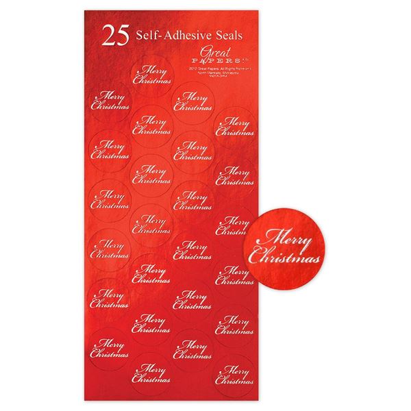 Great Papers! Red Merry Christmas Foil Seals, 25 count, 1" (2011624)