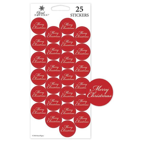 Great Papers! Merry Christmas Seals, 25 count, 1" (903395)