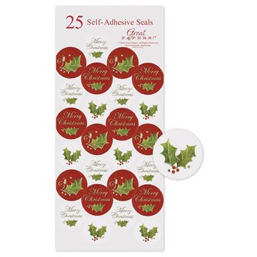 Great Papers! Christmas Holly Foil Seals, 25 count, 1" (2012343)