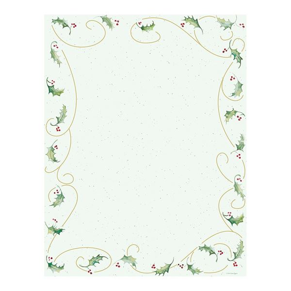 Great Papers! Holly Bunch Holiday Letterhead Stationery, 8.5" x 11", Printer Compatible, 80 Sheets (