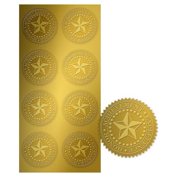 Great Papers! Star Embossed Official Gold Foil Certificate Seal for Achievements and Awards, 48 Count (903419)