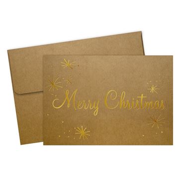 Great Papers! Kraft Merry Xmas  with Gold Foil Note Card, 4.875" x 3.5", 50 count (2021138)