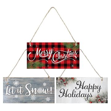 Great Papers! Holiday Hanging Wood Signs Assortment, 8"x4"x19", 3 count (2021100)