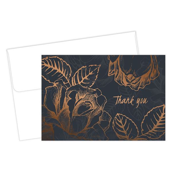 Great Papers! Copper Flower Foil Thank You Note Card, 50 count, 4.875" x 3.375" (2015126)