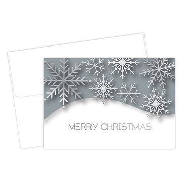 Great Papers! Snowflake Christmas will Silver Foil Note Card, 4.875" x 3.5", 50 count (2021140)