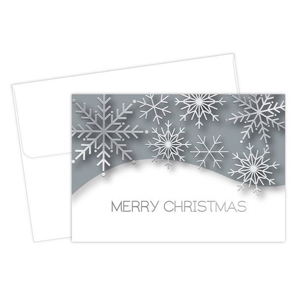 Great Papers! Snowflake Christmas will Silver Foil Note Card, 4.875" x 3.5", 50 count (2021140)