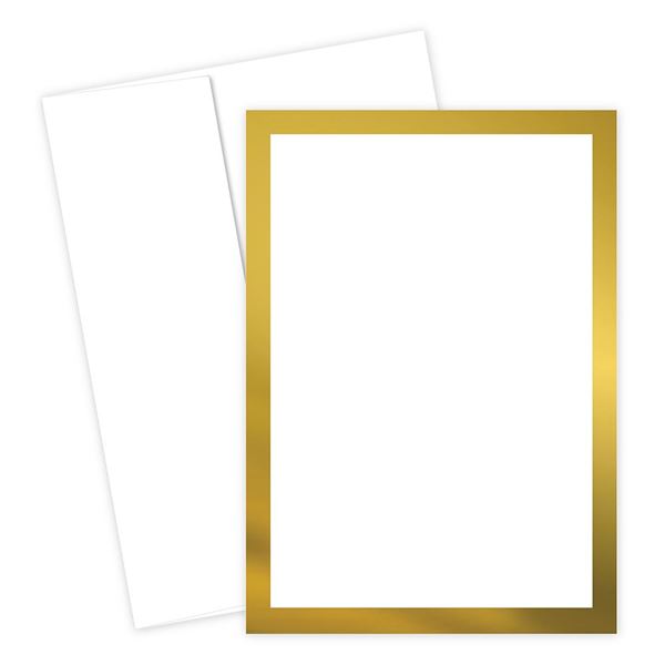 Great Papers! Metallic Gold Border Flat Card Invitation with Envelopes, 5.5"x7.75", 20 Count (152679)