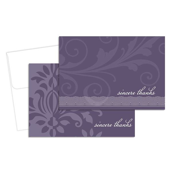 Great Papers! Amethyst Flourish Thank You Note Cards and Envelopes, 4.875" x 3.375", 24 count (2013273)