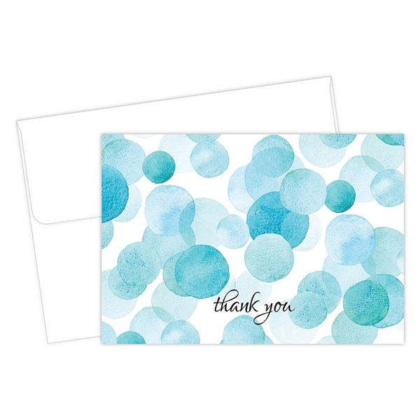 Great Papers! Watercolor Dots Thank You Note Card w/Envelopes, 4.875" x 3.375", 25 count (2020027)