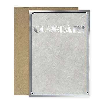 Great Papers! Marble with Silver Foil Congrats Card and Kraft Envelopes, 4.75’’ x 6.75’’(folded), 3 count (2020142)