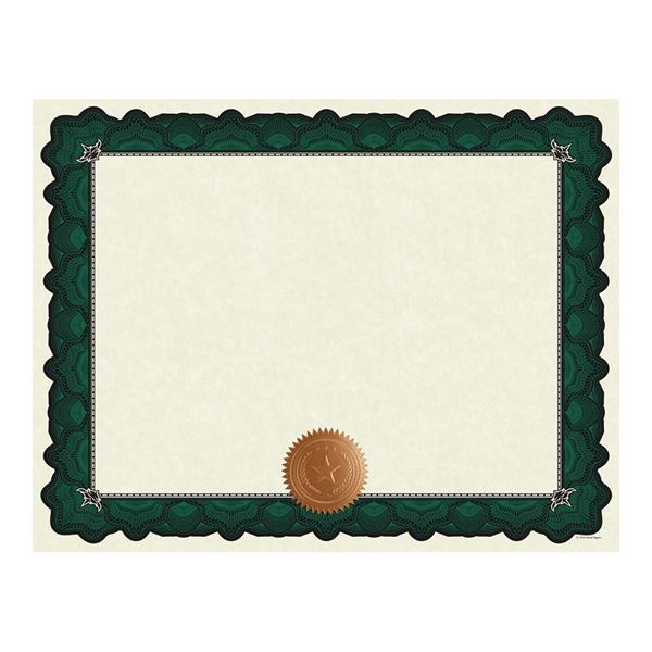 Great Papers! Cambridge Green Border Certificates with Embossed Copper Foil Seal, 8.5" x 11", 10 count (2020006)