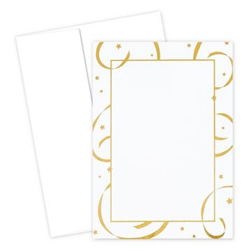 Great Papers! Gold Foil Stars & Streamers Flat Card Invitations with Envelopes, 5.5"x7.75", 10 Count (154278)