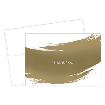 Great Papers! Gold Brush Metallic Thank You Note Card, 50 count, 4.875" x 3.375" (2015123)