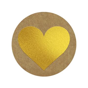 Great Papers! Gold Foil Heart on Kraft Sticker Seal Roll, 1.5" diameter, 250 count (2020154)