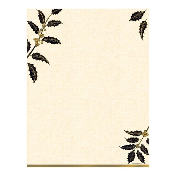 Great Papers! Golden Metallic Holly Holiday Letterhead, 8.5" x 11", 40 sheets (2018015)