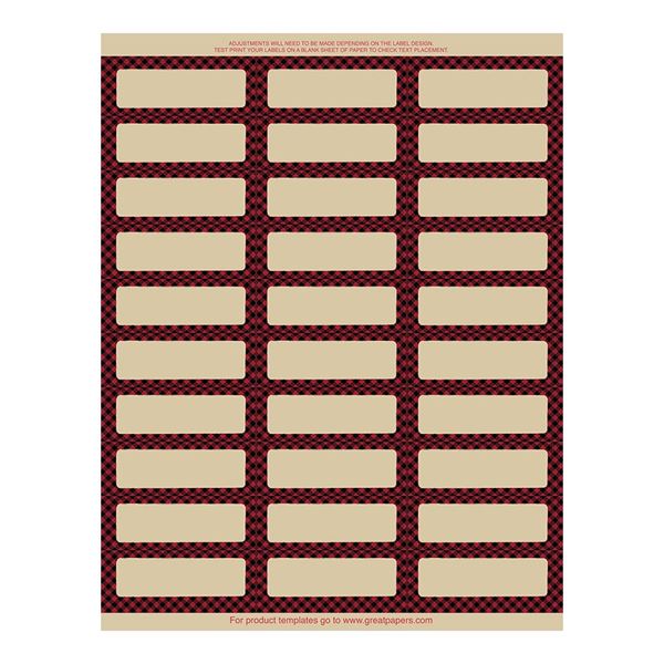 Great Papers! Buffalo Plaid Reindeer 30-Up Address Labels, 8.5" x 11" Sheet/1" x 2.625" Label, 5 Sheets/150 Labels (2019123)