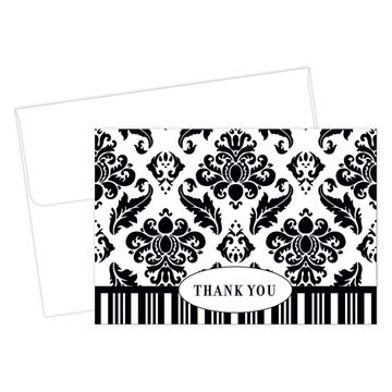 Great Papers! Black & White Damask Thank You Note Cards, Envelopes, 4.875 x 3.375 Inches, 50 Count (145341)