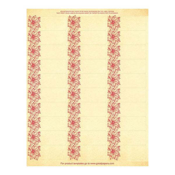 Great Papers! Poinsettia Foil 30-Up Address Labels, 8.5" x 11" Sheet/1" x 2.625" Label, 4 Sheets/120 Labels (2019102)