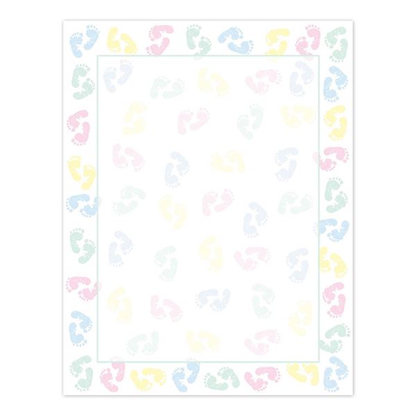 Great Papers! Baby Feet Letterhead, for Keepsake, Baby Shower Invitations, and Personal Messages, Printer Friendly 8.5” x 11”, 80 Count (2014127)