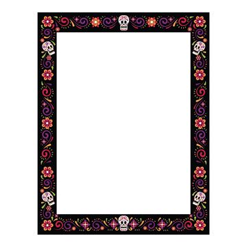 Great Papers! Skulls and Flowers Letterhead, for Invitations, Announcements and Personal Messages, Printer Friendly 8.5" x 11", 50 Pack (2023038)