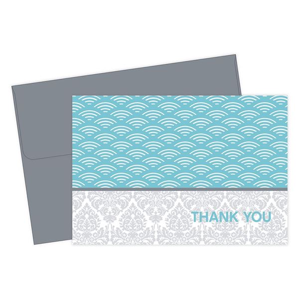 Great Papers! Fresh Slate Scallops Thank You Note Card and Envelope - 4.875" x 3.375" (folded) - 2012144