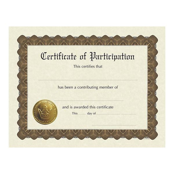 Great Papers! Participation Certificate, Pre-Printed Gold Foil and Embossed, 8.5" x 11", 6 Count (930800)