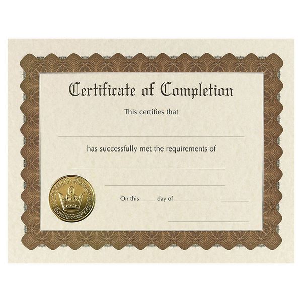 Great Papers! Certificate of Completion, Pre-Printed, Gold Foil, Embossed, 8.5" x 11", 6 Count (930400)