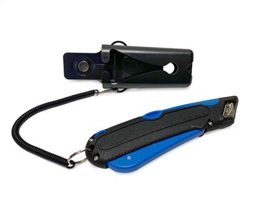 Cosco Box Cutter Knife with Shielded Blade Storage Compartment, Self-Retracting Cutter with Belt Holster (091524)