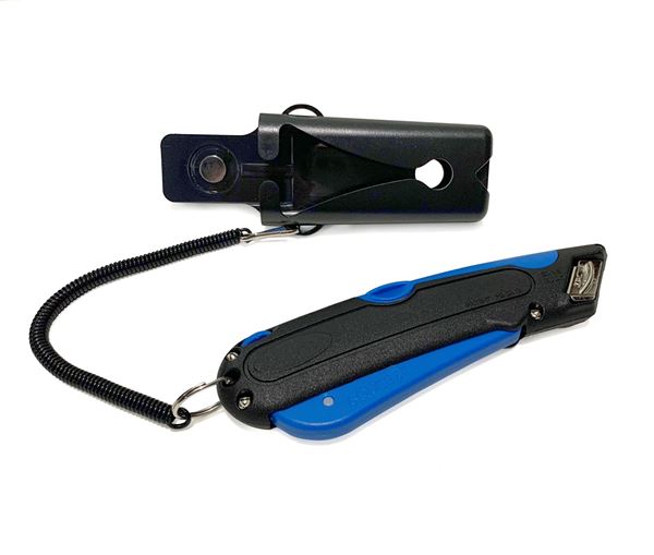 Cosco Box Cutter Knife with Shielded Blade Storage Compartment, Self-Retracting Cutter with Belt Holster (091524)
