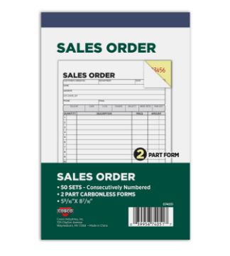 COSCO Business Forms  2-Part Carbonless, Sales Order, 5.5625" x 8.4375", 50 Sets/Book (074051)