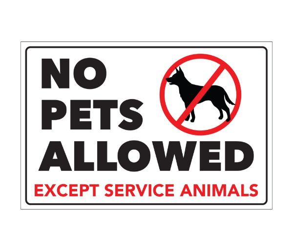 Cosco No Pets Allowed Decal Sign Except Service Animals 4" x 6" White Adhesive Sticker for Business Doors and Windows Indoor Outdoor Use 1 Count (098634)