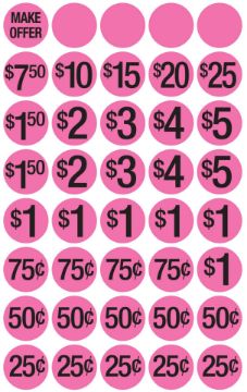 Cosco Garage Sale Preprinted Labels Pink 0.75" Round Stickers 1000 Count Price Marking Labels for Yard Sale and Retail Use (098558)