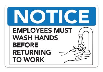 Cosco Notice Must Wash Hands Sign 9" x 6" Blue and White Restroom Sign for Business Kitchen and Workplace 1 Count (098606)