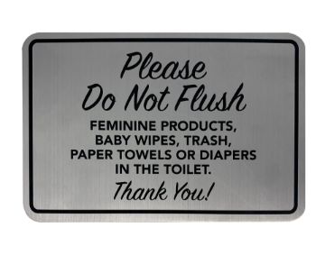 Cosco Please Do Not Flush Sign Brushed Metal Finish 6" x 4" Restroom Reminder Sign for Office and Commercial Use 1 Count (098582)