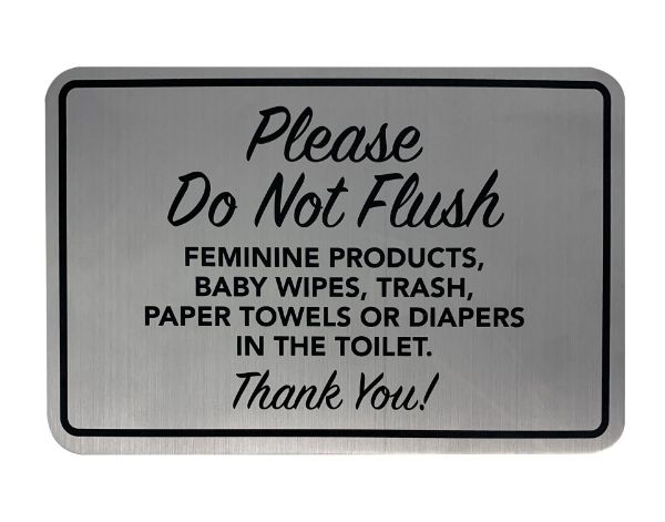 Cosco Please Do Not Flush Sign Brushed Metal Finish 6" x 4" Restroom Reminder Sign for Office and Commercial Use 1 Count (098582)