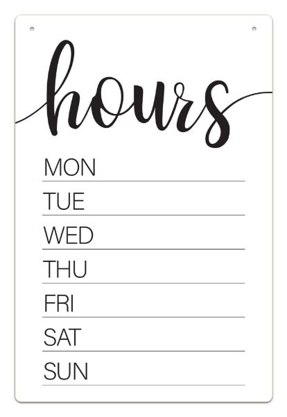 Cosco Dry Erase Business Hours Sign Spa Style 8" x 12" White with Black Imprint Reusable Store Hours Board 1 Count (098644)