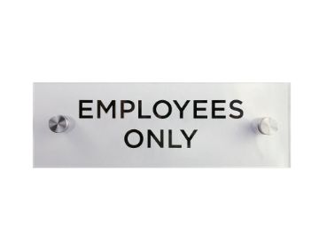 Cosco Employees Only Sign Clear Acrylic with Decorative Hardware 3" x 9" Professional Door Sign 1 Count (098530)