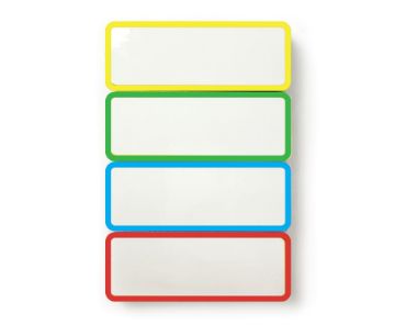 Cosco Magnetic Dry Erase Labels 3.2" x 1.2" Assorted Red Yellow Blue Green Border Reusable Magnetic Signs 24 Count (098562)